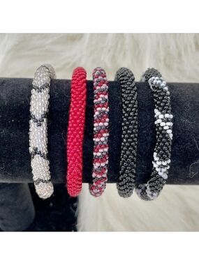 HAND CRAFTED in Nepal Beaded Bracelets (set of 5) #626